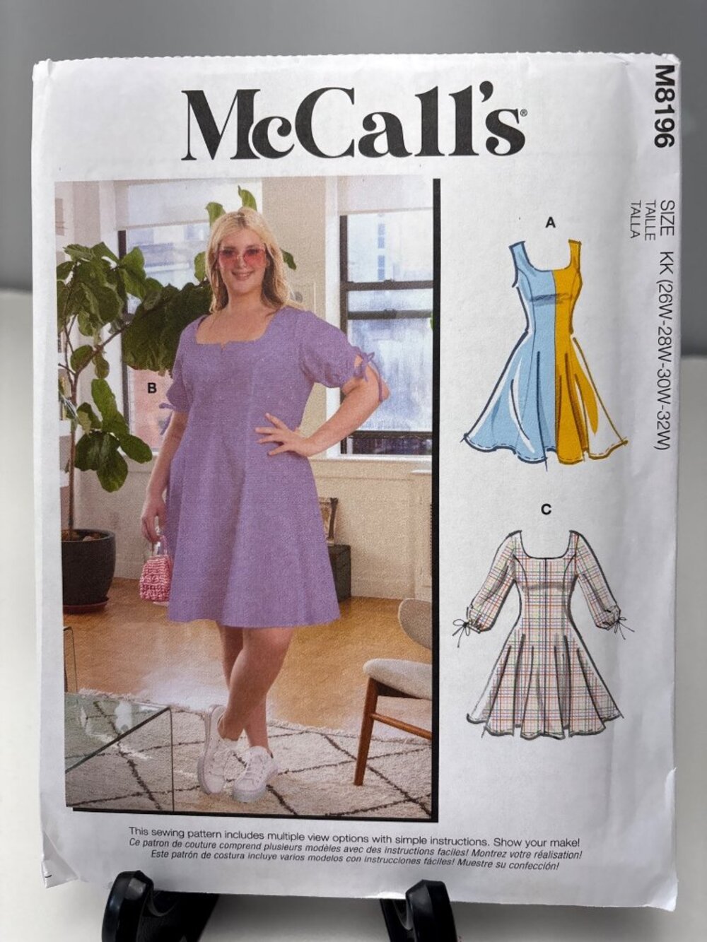 McCalls M8196 Sewing Pattern Dress Size 26W 28W30W 32W Easy Stylish DIY Uncut